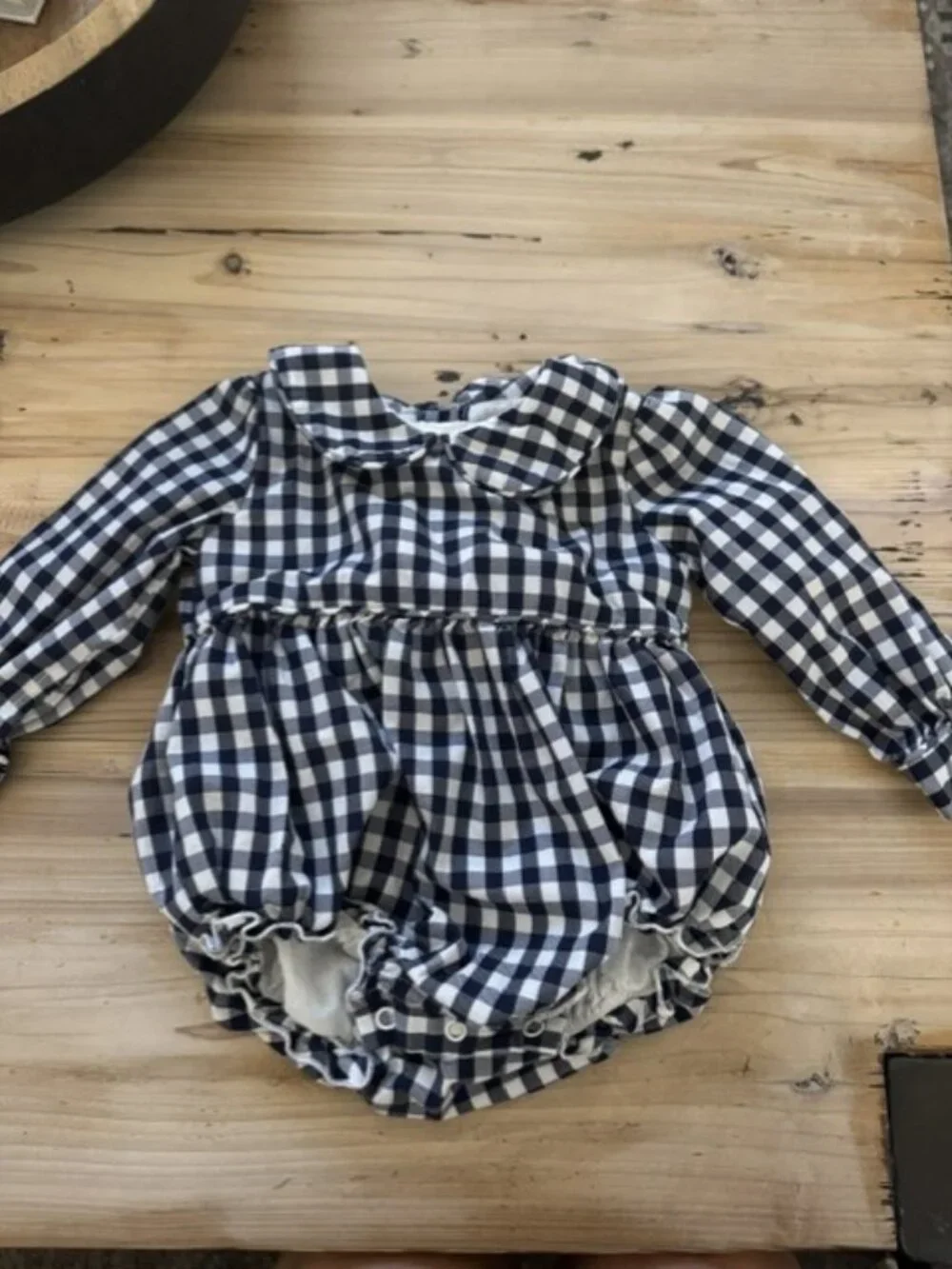 Southern Smocked Co. Navy/White Gingham Bubble. Size 12 mo